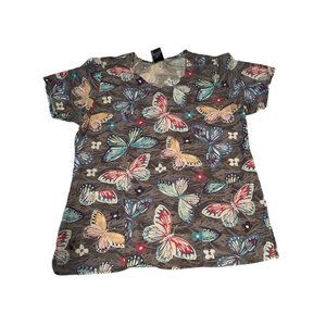 Zoe & Chloe Scrubs  Print Scrub Top in "Butterfly" Size SP